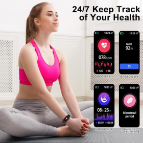 Smartwatch Women Men 1.47 Inch Smart Watch with Notifications, IP68 Waterproof Fitness Watch Women Men with 24 Sports Modes Pink