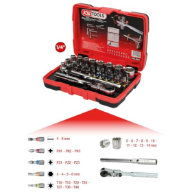 Набор торцевых ключей KS Tools TORSIONpower 1/4" – 33 предмета, надёжный и точный