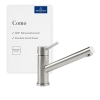 Grifo de cocina Villeroy & Boch As, de alta presión, con cartucho cerámico y radio de giro de 360°, grifo de fregadero de bajo consumo, altura del caño 135 mm, acero inoxidable macizo.