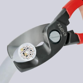 Cortacables Knipex con doble filo bruñido, recubierto de plástico 200 mm 95 11 200
