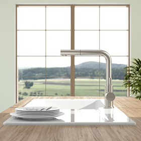 Villeroy & Boch - Mezclador monomando para ducha y lavabo, acero inoxidable macizo