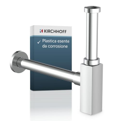 Sifón rectangular cromado – Kirchhoff, 1 1/4 x 32 mm