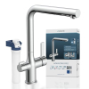 Grifo de cocina SCHÜTTE Aquastar Premium de 3 vías con agua con gas, color negro.