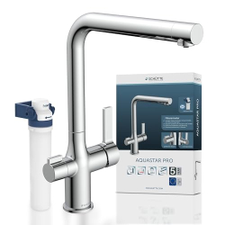 Grifo de cocina SCHÜTTE Aquastar Premium de 3 vías con agua con gas, color negro.