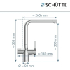 Grifo de cocina SCHÜTTE Aquastar Premium de 3 vías con agua con gas, color negro.