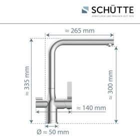 Grifo de cocina SCHÜTTE Aquastar Premium de 3 vías con agua con gas, color negro.