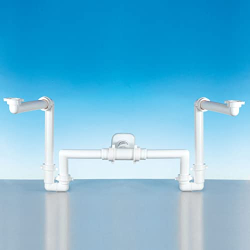 Siphon für Doppelwaschbecken, 1"-1¼", Ausgang Ø32-40 mm, Weiß