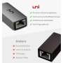 USB Ethernet Adapter Uni 3.0, 1000 Mbit/s, supports MacBook, PC, laptops, no drivers