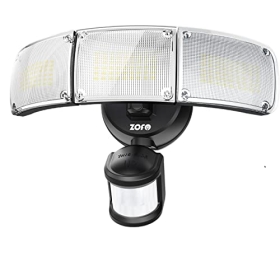 Foco LED ZOFO 6000LM con detector de movimiento para exterior, lámpara LED superbrillante con detector de movimiento para exterior, foco LED para exterior 5000K, LED PIR impermeable IP65