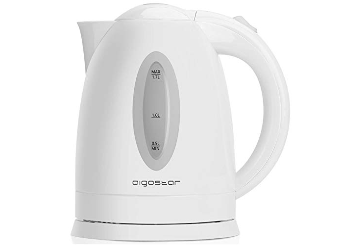 Aigostar Electric Kettle, 1.7 Liter, BPA Free, 2200 W Power, 360° Base, Removable Anti-Limescale Filter, Automatic Shut-Off Function, Water Level, Plastic, White Aigostar Electric Kettle, 1.7 Liter, BPA Free, 2200 W Power, 360° Base, Removable Anti-Limescale Filter, Automatic Shut-Off Function, Water Level, Plastic, White