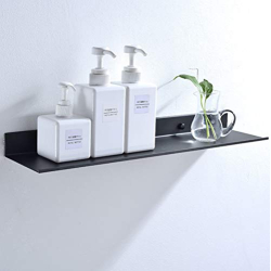 Wall mounted floating shelf made of metal, black bathroom shelf