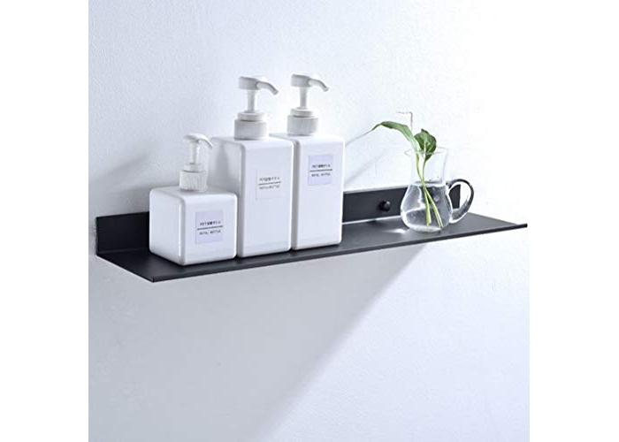Estante flotante de pared fabricado en metal, estante de baño negro Estante flotante de pared fabricado en metal, estante de baño negro
