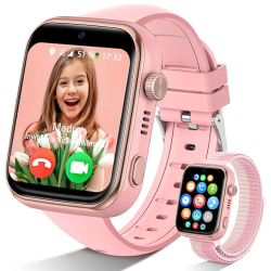 AKUMAKA 4G Kinder Smartwatch mit GPS und Telefon, IP68 rosa