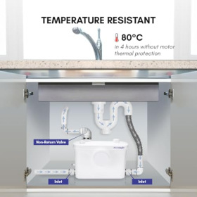 Aquamatix Sanitärapumpe 400W – 3 Anschlüsse, 100 l/min, Aktivkohlefilter