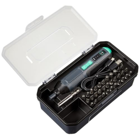 Destornillador inalámbrico Amazon Basics by SKIL de 3,6 V (4 V máx.) con juego de 34 puntas y cable USB