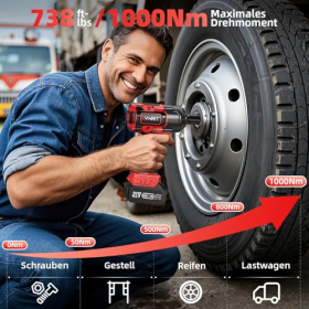 Llave de impacto inalámbrica Avrhit de 1000 Nm, 2 x 4000 mAh, sin escobillas, para neumáticos de coche y camión