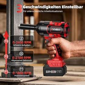 Llave de impacto inalámbrica Avrhit de 1000 Nm, 2 x 4000 mAh, sin escobillas, para neumáticos de coche y camión