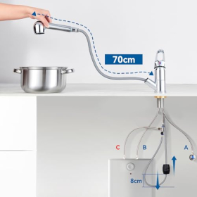 Grifo de cocina de baja presión Auralum - grifo extraíble con ducha, dos tipos de chorro y rotación de 360° para caldera