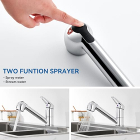 Grifo de cocina de baja presión Auralum - grifo extraíble con ducha, dos tipos de chorro y rotación de 360° para caldera