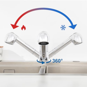 Grifo de cocina de baja presión Auralum - grifo extraíble con ducha, dos tipos de chorro y rotación de 360° para caldera