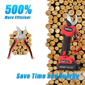 Kwoxet Cordless Pruning Shears, 40 mm, 21 V, 3000 mAh, Set of 2, for Grass and Roses