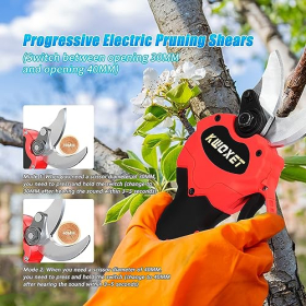 Kwoxet Cordless Pruning Shears, 40 mm, 21 V, 3000 mAh, Set of 2, for Grass and Roses