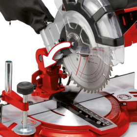 Einhell TC-MS 2112 mitre saw (max. 1,600 W, 5,000 rpm, high-quality carbide-tipped saw blade, rotating table with 45° left/right angle adjustment)