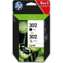 HP 302 Packung mit 2 Farbpatronen, Schwarz und Cyan, Magenta, Jaune, authentisch (X4D37AE)