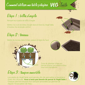 EDA – Espace Potager Veg&Table City 57 L – Zone Retention d'Eau – Пестрые с эвакуацией бушона