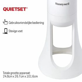 Домашній вентилятор Honeywell QuietSet з 5 швидкостями, коливаннями 80°, функцією таймера, функцією автоматичного вимкнення світла