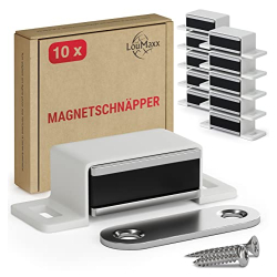 Loumaxx Magnetschnäpper, Magnetschloss, Magnetverschluss, Türmagnet, Möbelmagnet, Schranktürmagnet, Magnettürschließer, Haltemagnet (weiß)