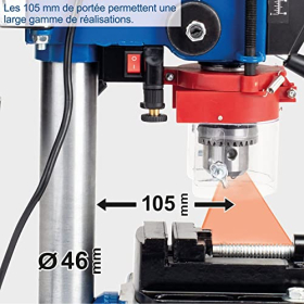 Scheppach DP16VLS - Tischbohrmaschine mit Schraubstock, 500 W, 600-2600 U/min, mit Laser
