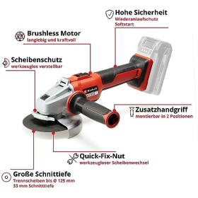 Cordless angle grinder Einhell Professional AXXIO 18/125 Q Li-Solo Power