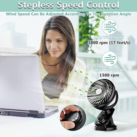 Oszillierender Mini-Clip-Ventilator 2 in 1 – 5000 mAh, wiederaufladbar über USB