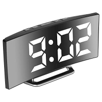 Digital Alarm Clock, 7 inch LED Mirror Screen Bedside Alarm Clock