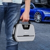 Компрессор Reesibi 12 В 230 В, электрический насос для накачки шин легковых автомобилей с цифровым дисплеем, светодиодным рабочим освещением и набором адаптеров