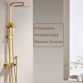 ESOP Colonne de Douche D'or Système de Douche Montage Mural Ensemble de Douche avec 22cm * 22cm Tête de Douche, Douchette à Mains, Robinet de Baignoire, Bide Pulvérisateur