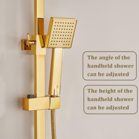 ESOP Colonne de Douche D'or Système de Douche Montage Mural Ensemble de Douche avec 22cm * 22cm Tête de Douche, Douchette à Mains, Robinet de Baignoire, Bide Pulvérisateur