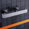 MORADO Mezclador de ducha con termostato, 2 salidas, forma cuadrada, cromado, salida superior 3/4" BSP y 1/2" BSP