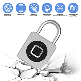 Fingerabdruck-Vorhängeschloss mit Bluetooth: Anweller sicheres Vorhängeschloss mit USB-Aufladung für Sport, Gepäck und Sicherheit zu Hause
