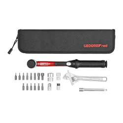 Набор инструментов GEDORE Red Bike с динамометрическим ключом 1/4", 21 предмет, 5-25 Нм, адаптер 3/8"