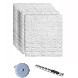 newgulzar 3D Wallpaper Wall Panels Self-adhesive 10 Pieces Brick Waterproof Wallpaper Wall Stickers Foam Wallpaper