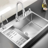 Senhill Evier de Cuisine und Evier 1 Edelstahl mit Rückenlehne mit 2 Trous de Montage Evier de Cuisine Kit, 60 * 45 * 20 cm (Silber)