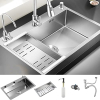 Senhill Evier de Cuisine und Evier 1 Edelstahl mit Rückenlehne mit 2 Trous de Montage Evier de Cuisine Kit, 60 * 45 * 20 cm (Silber)