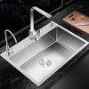Senhill Evier de Cuisine und Evier 1 Edelstahl mit Rückenlehne mit 2 Trous de Montage Evier de Cuisine Kit, 60 * 45 * 20 cm (Silber)
