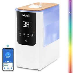 LEVOIT Smart Humidifier, Warm & Cool Mist Max 550ml/h, 4.5L Humidifier up to 40m² 45H, 26dB Aroma Room Humidifier with Night Light for Bedroom, Children's Room and Plants