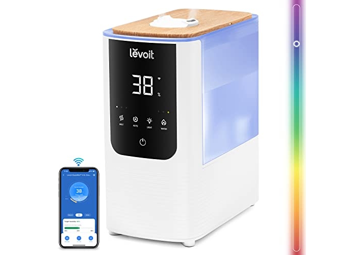LEVOIT Smart Humidifier, Warm & Cool Mist Max 550ml/h, 4.5L Humidifier up to 40m² 45H, 26dB Aroma Room Humidifier with Night Light for Bedroom, Children's Room and Plants LEVOIT Smart Humidifier, Warm & Cool Mist Max 550ml/h, 4.5L Humidifier up to 40m² 45H, 26dB Aroma Room Humidifier with Night Light for Bedroom, Children's Room and Plants