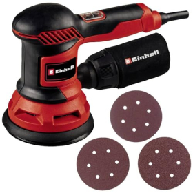 Einhell TC-RS 425 E eccentric drill chuck (425 W, Ø 125 mm, max. speed 26,000 oscillations/min) with 3 sanding sheets
