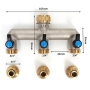 Messing-Dreiwegeverteiler 3/4" für Wasser mit 1/2"-Adapter und Kugelhahn