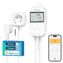 Meross - Розумний термостат з розеткою WiFi для Apple HomeKit, Alexa і Google Home, 16A, для теплиць, пивоварень і розведення